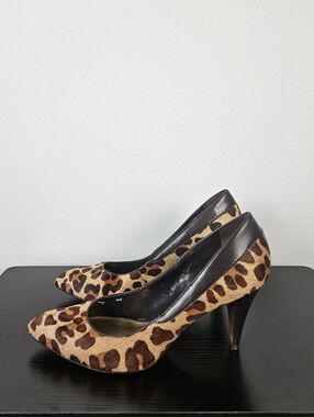 Antonio Melani Leopard Animal Print Hair Calf Heel Pumps Shoes Size 9